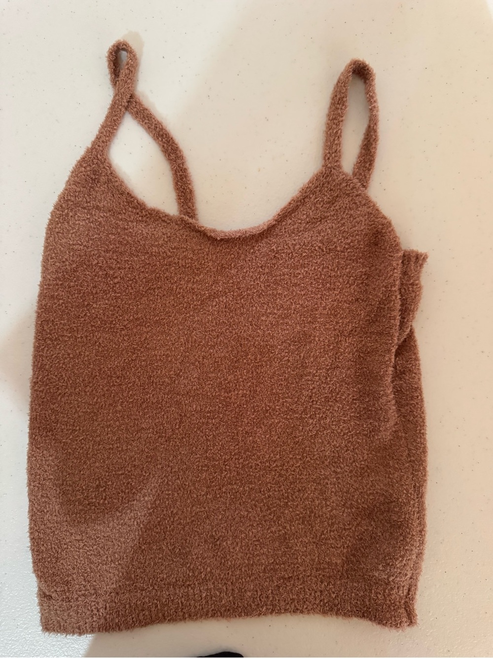 Cozy Knit Cami Tank Top in Rust Brown